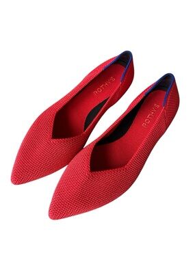 Rothy’s The Point Red Knit Flats Pointed Toe Slip On Women’s Size 8